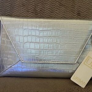 Urban Outfitters Metallic Croc-Embossed Clutch